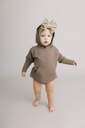 Hooded Bubble Romper - Coffee